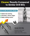 Comparison of tile drill bit set 1/4 to 1/2 inch 6-12mm with 1/4 inch hex shank; cleaner results and stable starts vs similar bits.