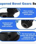 Close-up of Tapered Bevel Gears Set Module 1 Ratio 1:2 With 20T And 40T Gears showing firm contact and hardened surfaces