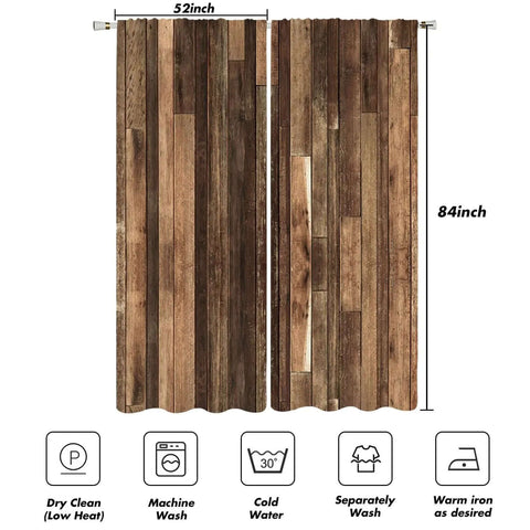 Farmhouse Rustic Barn Door Curtain Panels Two Pack Set 52 Inches Wide By 84 Inches Long Rod Pocket Fade Resistant Polyester