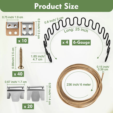 Four Pack Heavy Duty Couch Spring Repair Kit To Fix Saggy Sofas Quick Upholstery Seat Replacement Parts, 25 inch metal springs and hardware.