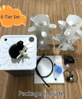 Aeroponic Tower Garden System For Indoor And Outdoor Growing Soilless Kit components displayed on wooden floor