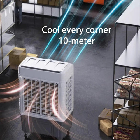 Portable Evaporative Air Cooler With Ice Packs And Water Tank, Three In One Swamp Cooling Unit For Room Or Office, Whisper Quiet Design cooling a large area.