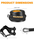 One Half Inch 100 Foot Synthetic Winch Rope Kit With Protective Sleeve, Heavy Duty Forged Hook, Safety Ribbon, 33,000 Lbs Break Strength