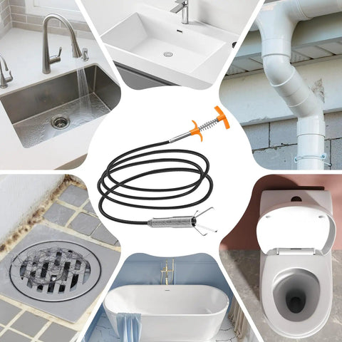63 Inch Hair Drain Snake Clog Remover Tool With Flexible Grabber Claw For Bathroom Kitchen Shower Toilet Sink Sewer Tub No Chemicals Easy Quick Drain Cleaner For Clogged Drains DIY Home Fix