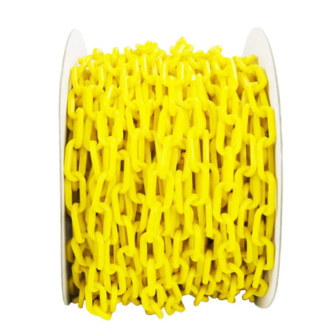 125 Feet Yellow Plastic Safety Barrier Chain With 12 S Hooks And 12 Carabiner Clips Built Tough For Crowd Control On Construction Sites