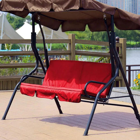 Three Seat Patio Swing Cushion Cover Replacement For Outdoor Hammock Durable 190T Polyester Tear Resistant in Red