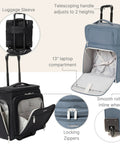 Expandable Underseat Carry On Luggage With Wheels Lightweight Weekender Travel Buddy with smooth wheels and laptop compartment.