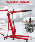 Bad Boy 2 Ton Hydraulic Engine Hoist And Cherry Picker 4400 Lbs Heavy Duty Steel Lift Crane with adjustable load positions.