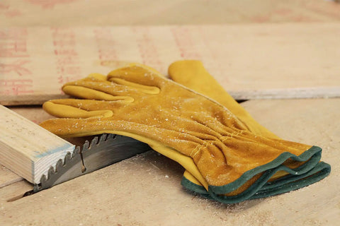 Tough Cowhide Leather Work Gloves With Flex Grip For Wood Cutting, Construction, Driving, And Gardening For Men And Women