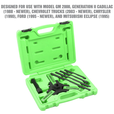 Harmonic Balancer Puller Kit Workhorse With Adjustable 3 Jaw Puller And Three Eighths Inch Square Drive Forcing Screw in Green Case