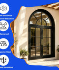 Sleek Double Arch Egress Window Offering Bulletproof Aluminum Construction For Garden Sheds Delivering Loads Of Natural Daylight Through Thermally Rated Insulated Glass Panels No Fuss Mounting Process with sound insulation features.