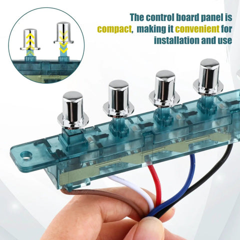 Five Button Range Hood Push Button Switch Replacement Panel DIY Friendly For Kitchen Appliances with visible wiring and compact design.
