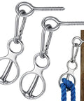 Two Pack Magnetic Horse Tie Ring Set with stainless steel rings, eye bolt, and quick snap for secure horse handling.