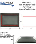 RV Outer Dome Skylight 14x22 Inches Universal Smoke Finish Acrylic Durable Roof Hatch product measurements