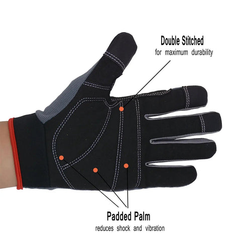 All Purpose Work Gloves For Men And Women Touch Screen Compatible Flexible Breathable Gardening And Yard Maintenance Gloves Large 2 Pairs with padded palm and double stitching
