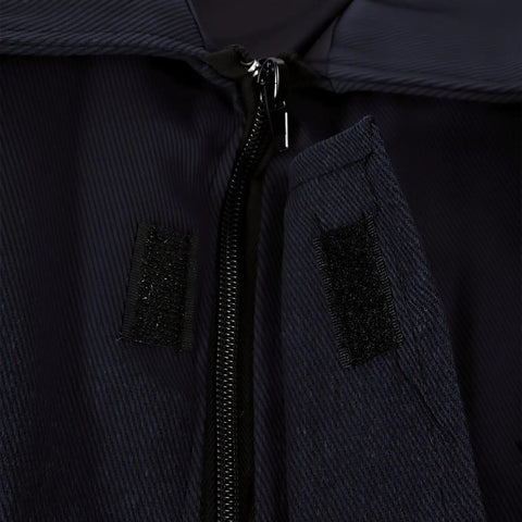 Close-up of the zipper and hook-and-loop fasteners on the Heavy Duty Fire Retardant Work Suit With Aramid Insulation And High Visibility Design.