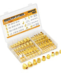 Brass Pipe Fittings 104 Piece Assortment Kit With Reducing Adapters Hex Nipples Female Couplings 90 Degree Elbows Bushings Plugs