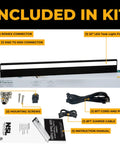 Under Cabinet Lighting Kit With 3 CCT Options, 32 Inch Black Finish, includes connectors, screws, cords, and manual.