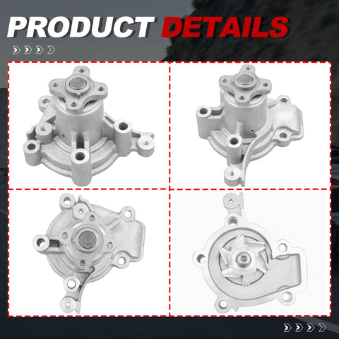 Engine Water Pump AW9353 Straight Bolt On Swap For Hyundai Elantra Tiburon Tucson Kia Spectra Sportage Soul 1996-2012 L4 Engine Heavy Duty Cooling System Smooth Operator, detailed views of product from multiple angles.