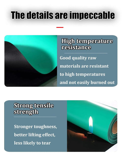Anti Static Soldering Work Mat showcasing heat resistance and tensile strength, green surface with black base, roll view