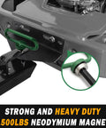 Two Pack Magnetic Trailer Hitch Pins With Handle And Clip 1/2 Inch for Lawn Mowers ATVs and Trailers, green handle shown