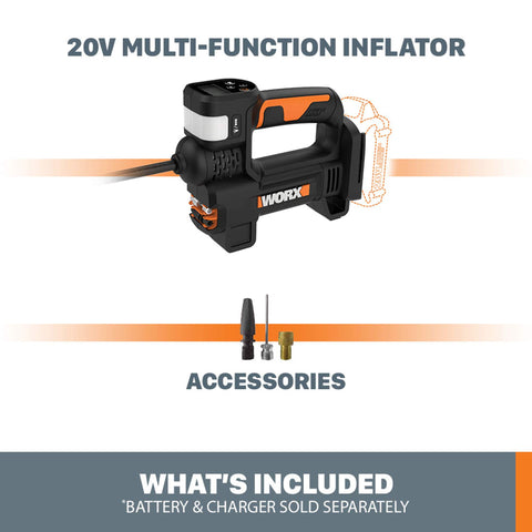 Cordless Tire Inflator With Digital Gauge On The Go Portable Air Pump Up To 150 PSI Auto Shut Off 20V Battery Powered