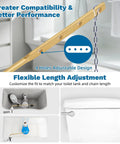 Universal Front Mount Toilet Handle Replacement in chrome finish with adjustable stainless steel flapper chains.