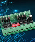 8 Channel NPN and PNP to NPN Level Converter Module For 5V And 24V Signals on blue circuit background