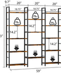 Tall 5 Tier Industrial Bookshelf With 14 Open Display Shelves For Your Home Or Office Setup Brown Wood And Metal Large Etagere Bookcase dimensions with weight capacity.