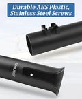 Close-up of Six Tube Fishing Rod Holder Bracket Black With Screws ABS Plastic Rugged Pole Storage Mount for boats and garages.