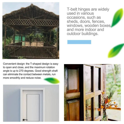 Heavy Duty 6 Inch T Strap Door Hinges Set of 4 for Sheds and Gates Tuff Tee Hinge Hardware on wooden door and gazebo