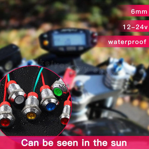Waterproof 6mm LED Indicator Light 12V 24V Prewired Signal Lamp with multi-color options for car truck boat dash installation