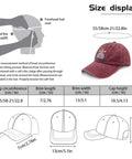 Size display of Breathable Wine Red Mens Cap With Adjustable Strap Washed Cotton Dad Hat Lightweight Anti Sweat Band