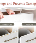 Slimline Cabinet Edge Protector Pack of 4 for Cabinets, Shelves, and Drawers, Three Quarters Inch Thick, installation on drawer