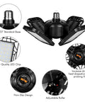 Detailed view of Four Pack LED Garage Light With Four Adjustable Panels 180W Ultra Bright Shop Light 18000LM E26 E27 Base