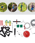 160ft Zip Line Kit For Kids With 330lbs Load Multifunctional Seat Stainless Steel Spring Brake parts layout and usage examples