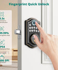 Keyless Entry Door Lock With Fingerprint And Password, Auto Lock, 1 Second Entry, 0.3 Second Fingerprint Unlock, Oil Rubbed Bronze