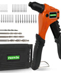 4 In 1 Beefy Rivet Gun Kit For Metal With 200 Blind Rivets, drill bits, and carrying case, DIY metalwork tool set display
