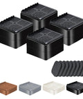 Heavy Duty Adjustable Bed Risers Set 4 Pack With 2, 3 And 4 Inch Lift Blocks in black for furniture and appliances, supports 4000 lbs.