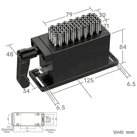 Pro Grade Universal Clamp Fixture For CNC Machining And Laser Marking, SUS Stainless Steel Pin Clamp, 30x79mm Work Area, 21mm Pin Stroke