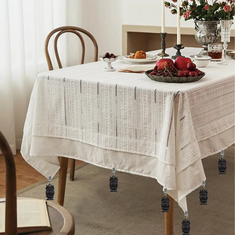 Owl Shaped Cast Iron Tablecloth Weights Set Of Eight, heavy duty clip on weights on outdoor table with vintage stainless clamps