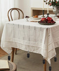 Dining table with Antique Owl Tablecloth Weights Clip On Set Of Four, Heavy Duty Cast Iron With Stainless Steel Clamps, Waterproof Finish