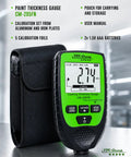 Hardcore Car Paint Thickness Gauge With Digital Coating Meter, 0.1 Micrometer Resolution, 0 to 1500 Micrometer Range, Auto Fe NFe Detection, Backlit LCD, High Accuracy for Detailing and Used Car Inspections, with carrying pouch