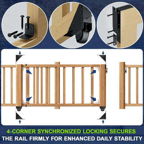 Sliding Gate Hardware Kit For Wood Gates 1.5 to 2 Inches Anti Sag Beefed Up With Galvanized Steel Track Frame And Reinforced Corner Braces For Stable, Deformation-Resistant Performance Easy Install on wooden gate