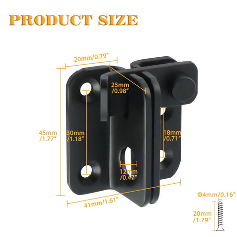 Heavy Duty Stainless Steel Flip Latch With Slide Bolt In Matte Black dimensions diagram