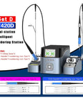 Dual Channel Smart Soldering Station With Intelligent Temperature Control And HD LCD Display, Fast Heat Up For Electronics Repair, Precise Temperature Control, Pro Grade Tool, Compact Space Saving Design, C245 C210 Handle Set Included, T420D dual-station set with T245 and T210 handles