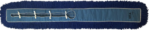 Badass Heavy Duty Dust Mop Kit With Telescopic Handle Twisted Closed Loop Head Killer Dust Pickup Smooth Glide For Pro Commercial Floor Cleaning mop head with twisted loops and blue fabric, designed for effective dust pickup.