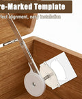 Soft Close Toy Box Hinges Set With Lid Support for Wooden Toy Chests, showing installation with pre-marked template and hinge in chest