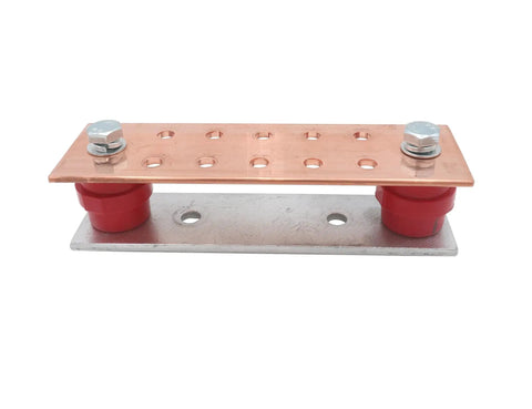 Heavy Duty Copper Ground Bar Kit With 10 Terminal Positions 7.87 In Long By 2.36 In Wide Grounding Busbar For Electrical Panels