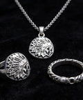 Necklace and ring engraved with a Native American head, Heavy Duty Steel Native American Stamping Kit For Personalizing Keychains And Jewelry Do It Yourself Craft Tools 5mm Easy Hammer Stamp For Crisp Impressions And Fast DIY Projects.